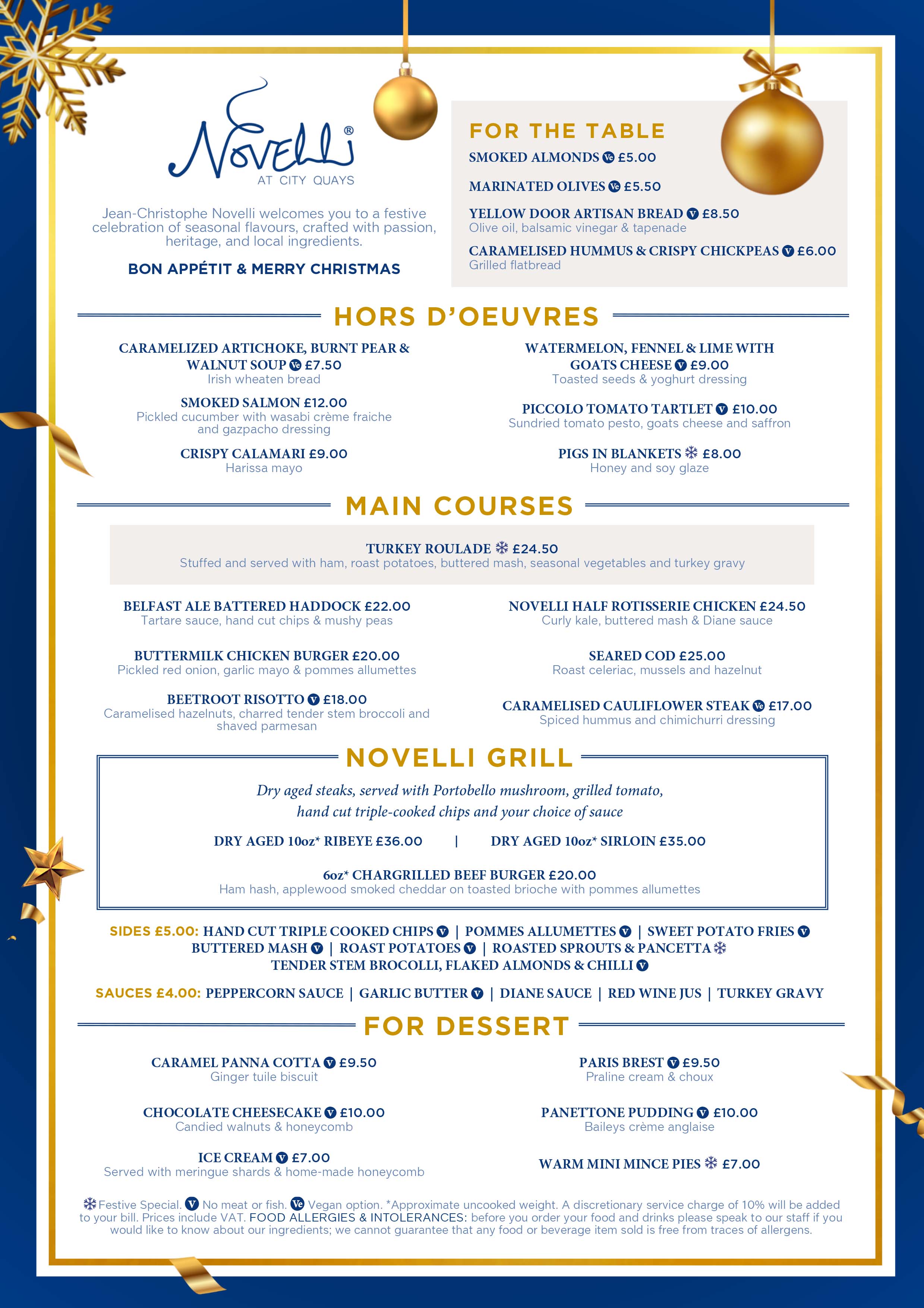 Novelli At City Quays A La Carte Menu