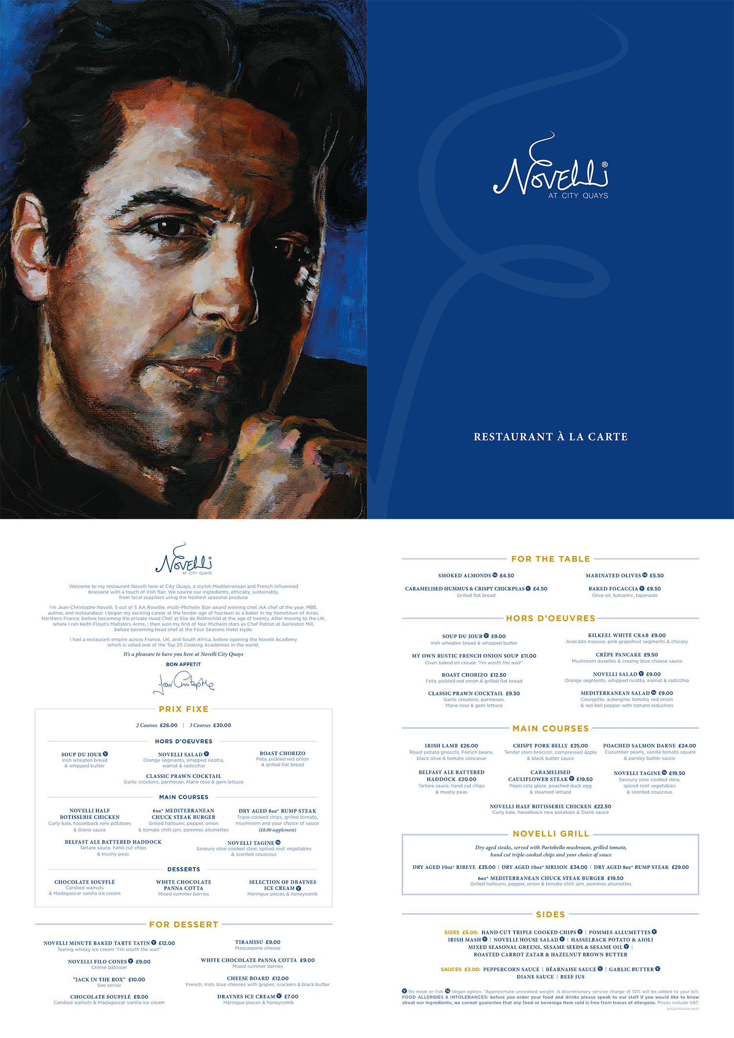 Novelli At City Quays A La Carte Menu