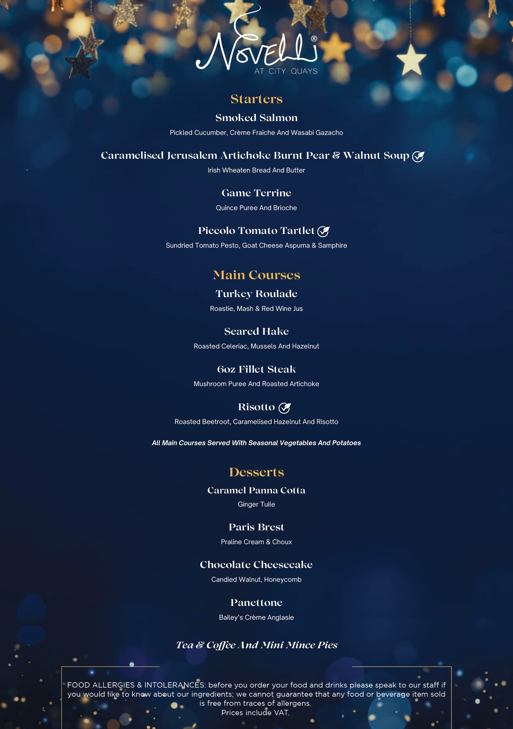 Novelli At City Quays Festive Menu