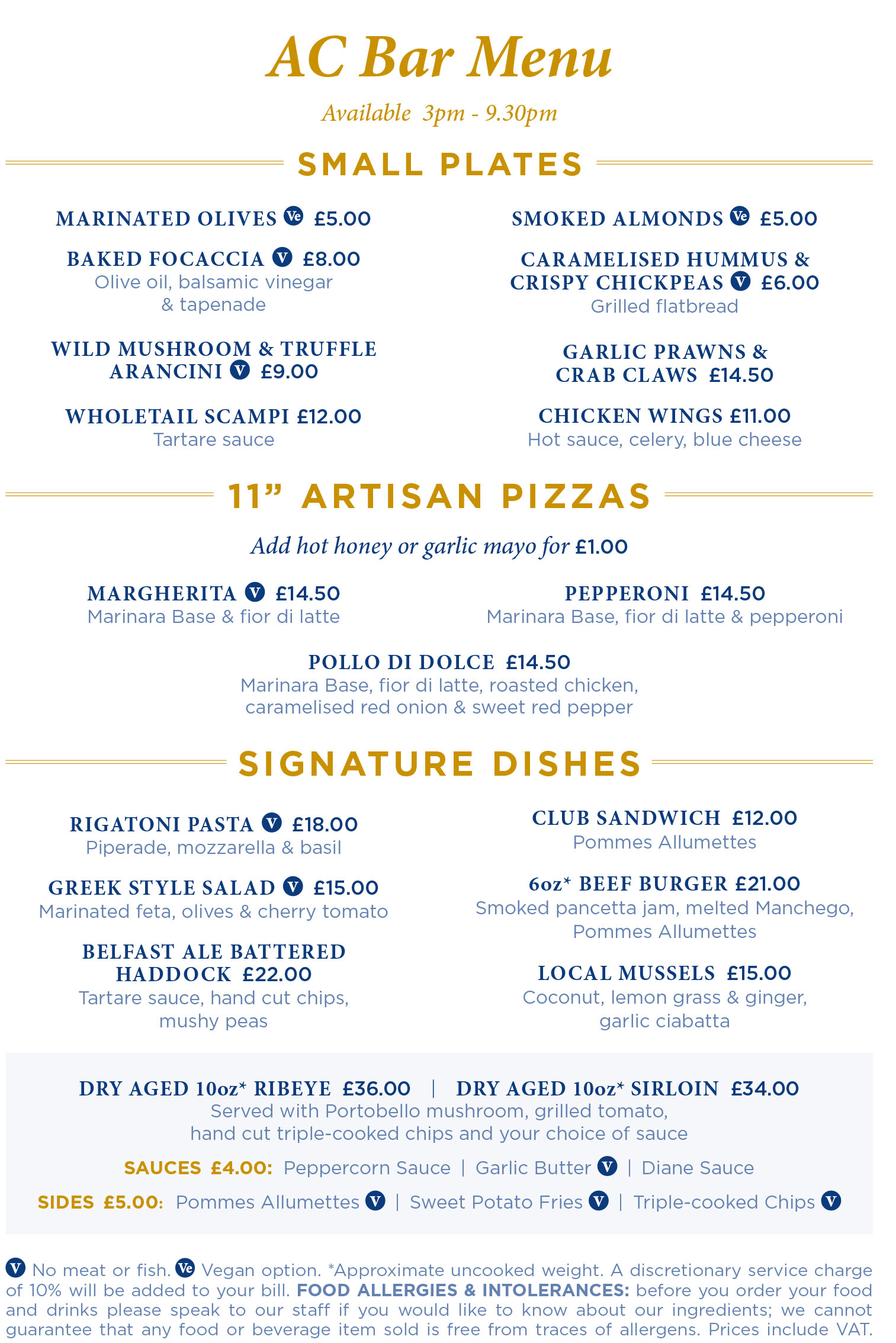 Novelli At City Quays Bar & Lounge Menu