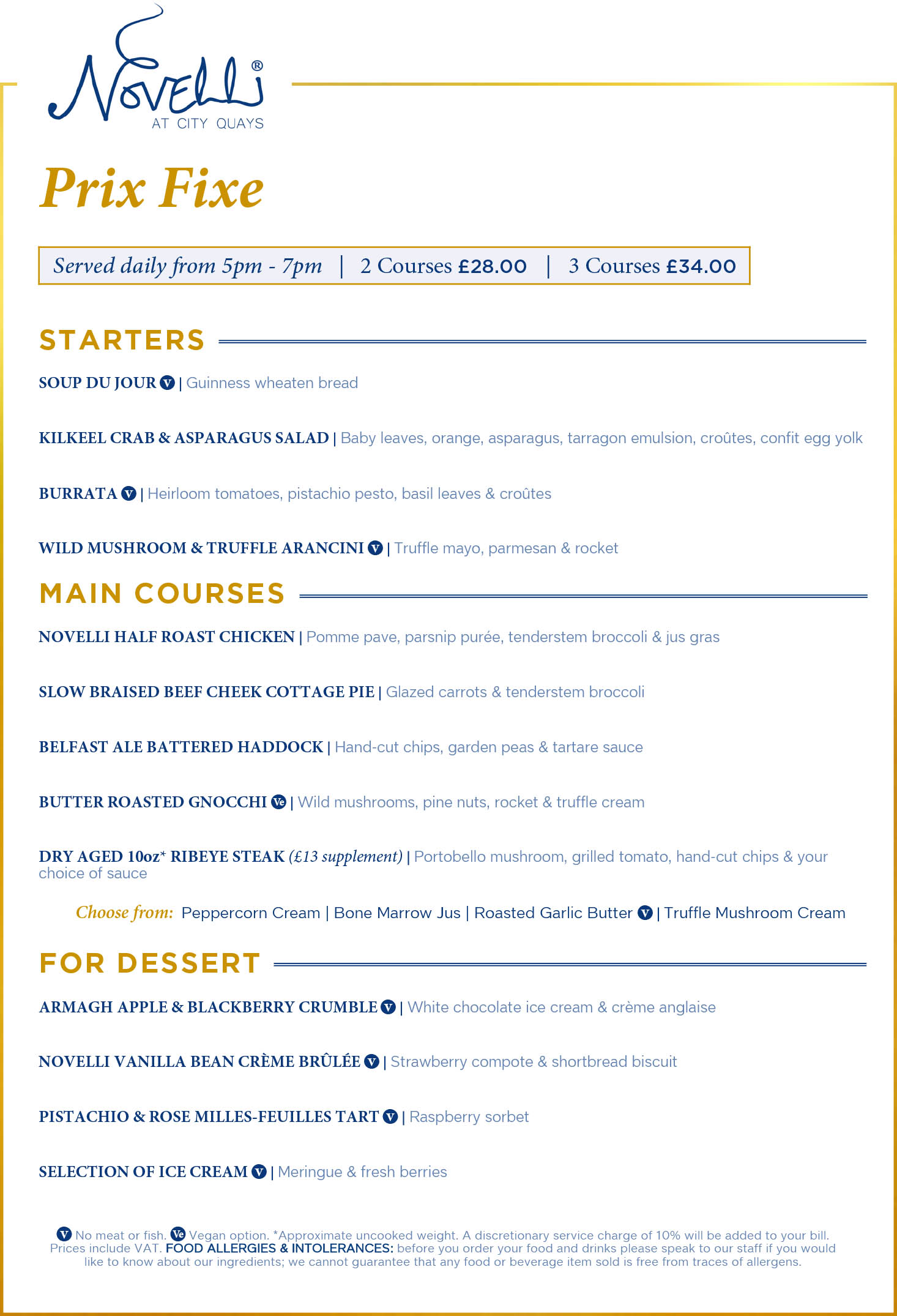 Novelli At City Quays Prix Fixe Menu